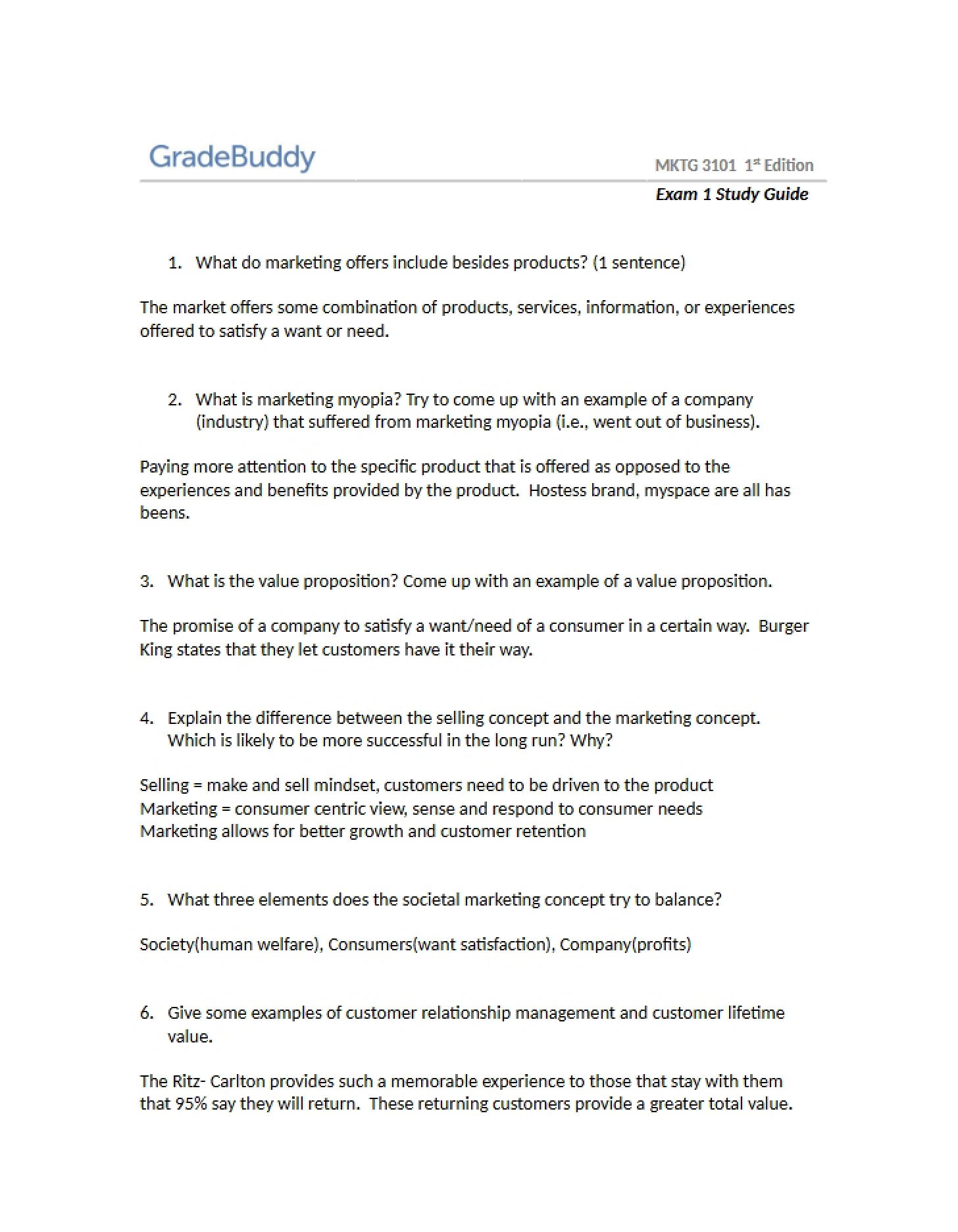 Guide for Exam 1