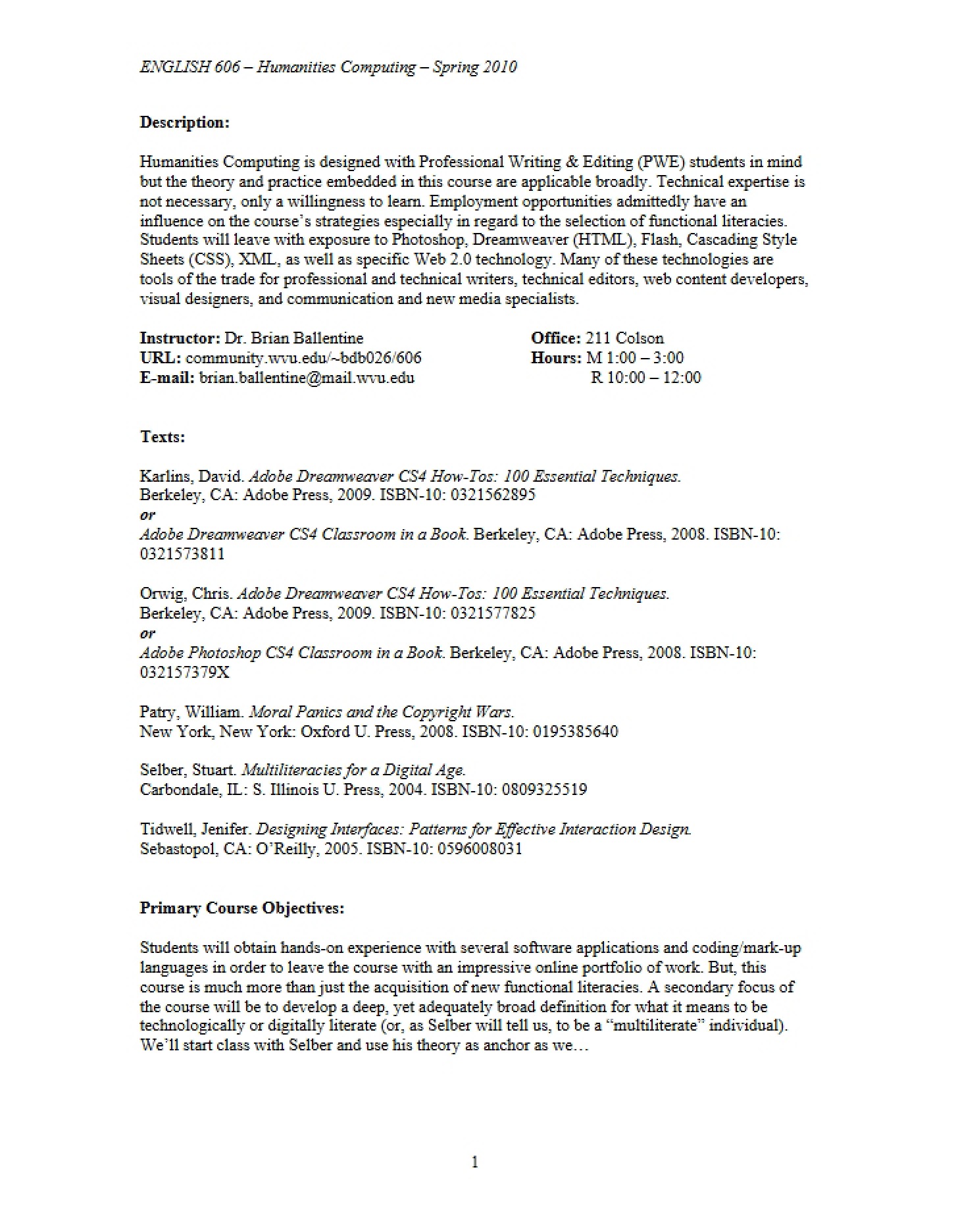 Course Syllabus
