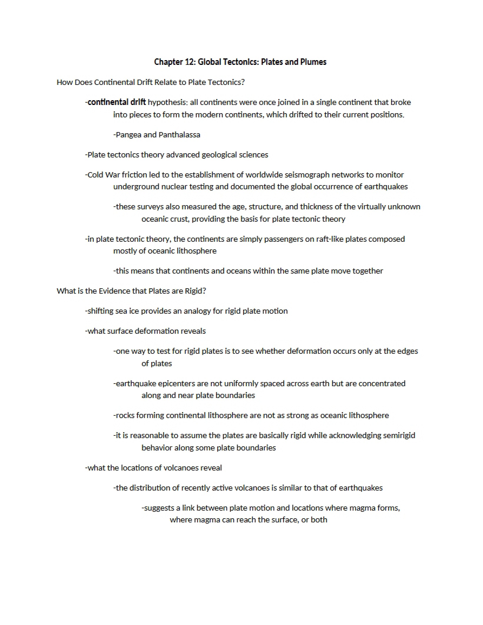 Plates, Plumes, and Global Tectonics (Chapter 12)