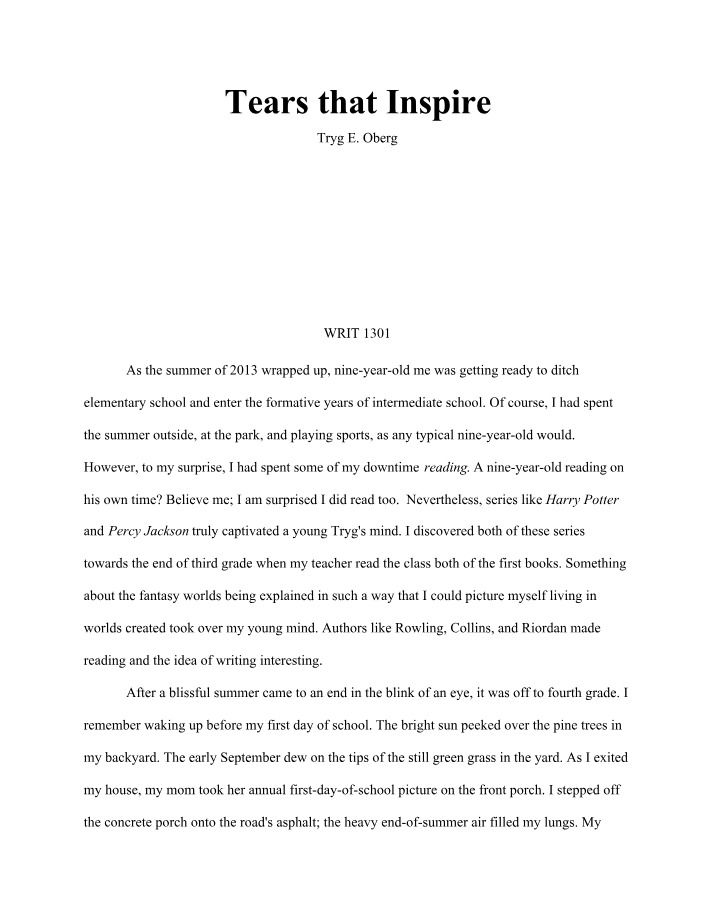 Tears that Inspire - A Journey into Fiction Writing