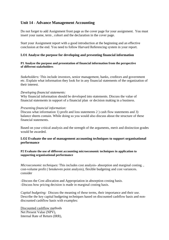 Financial Information - Stakeholders and Statements Analysis