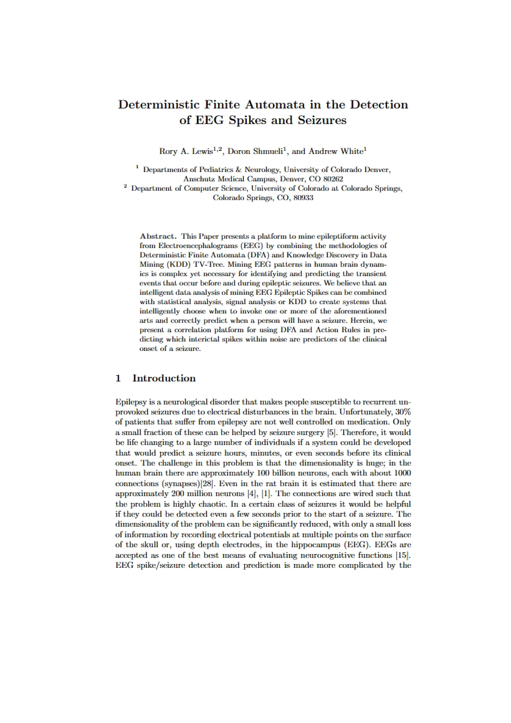 EEG Spike and Seizure Detection via DFA