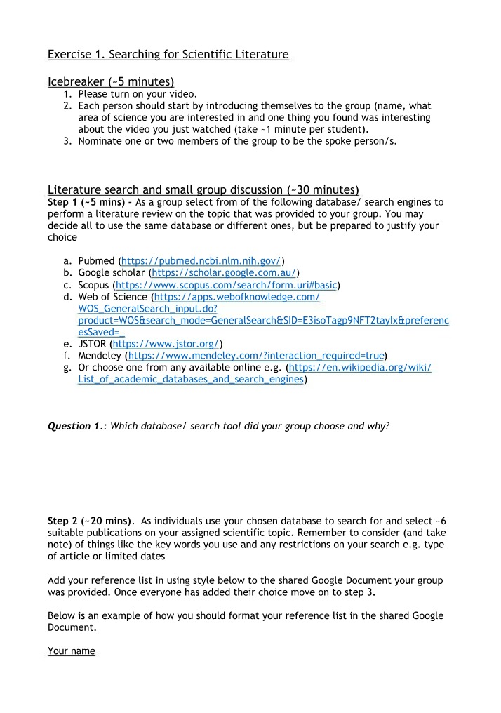 Scientific Literature Search