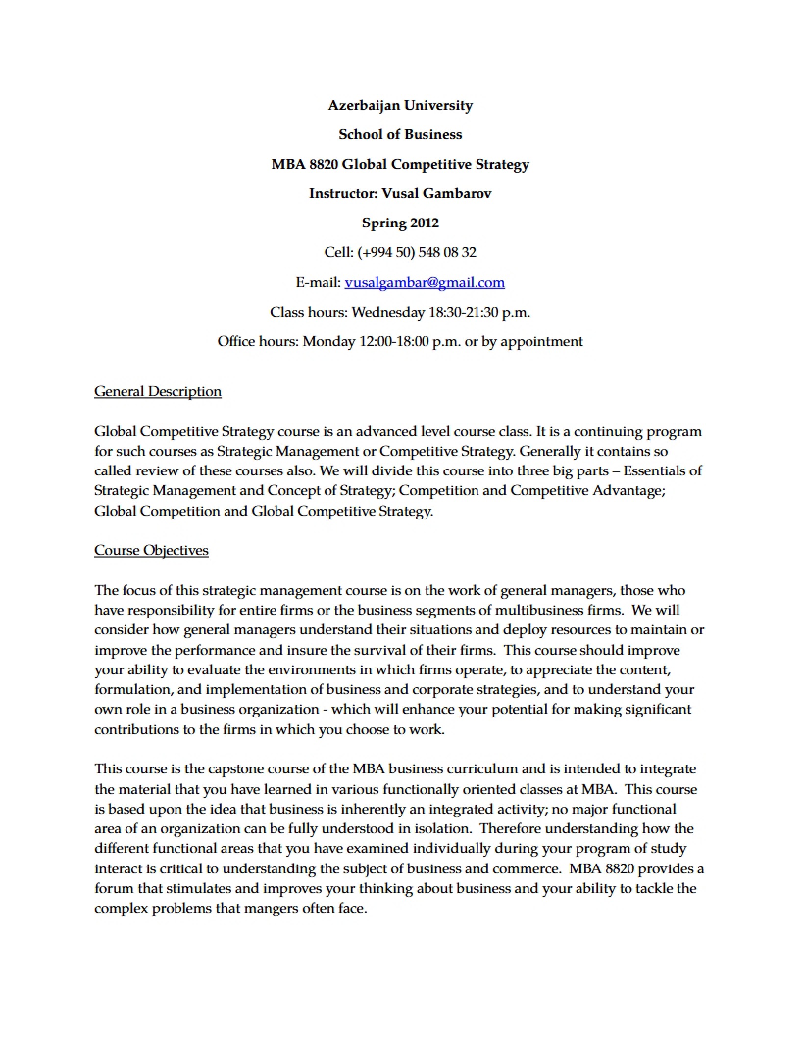 Global Competitive Strategy Notes