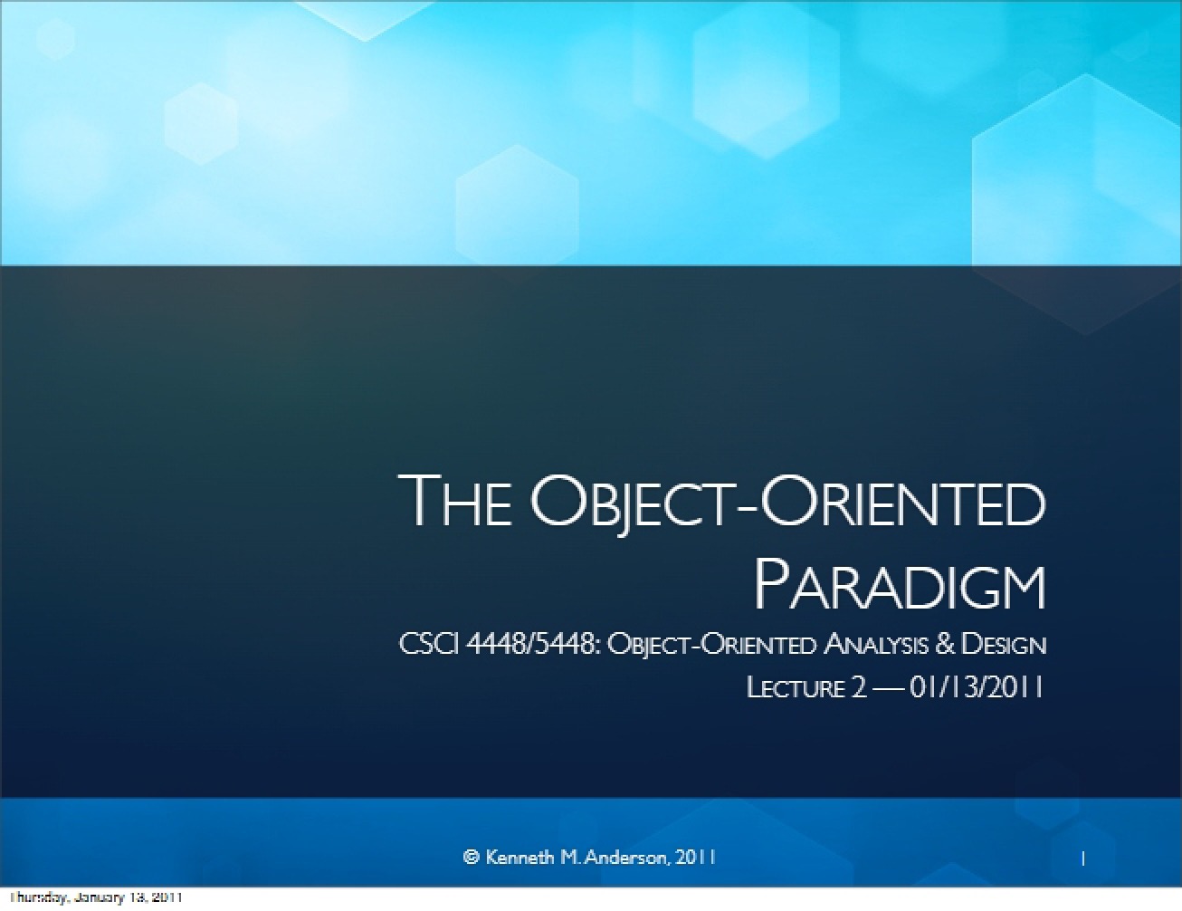 Introduction to the Object-Oriented Paradigm