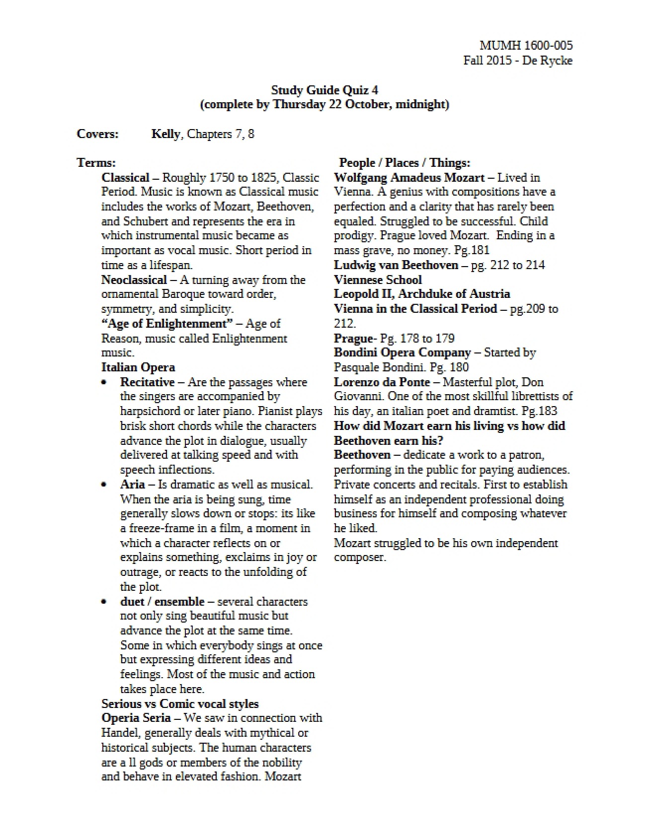 Quiz Four Study Guide