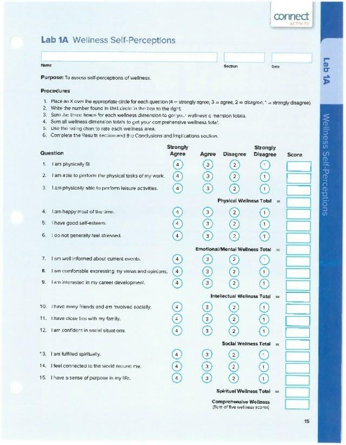 Wellness Self-Perceptions - Lab 1A