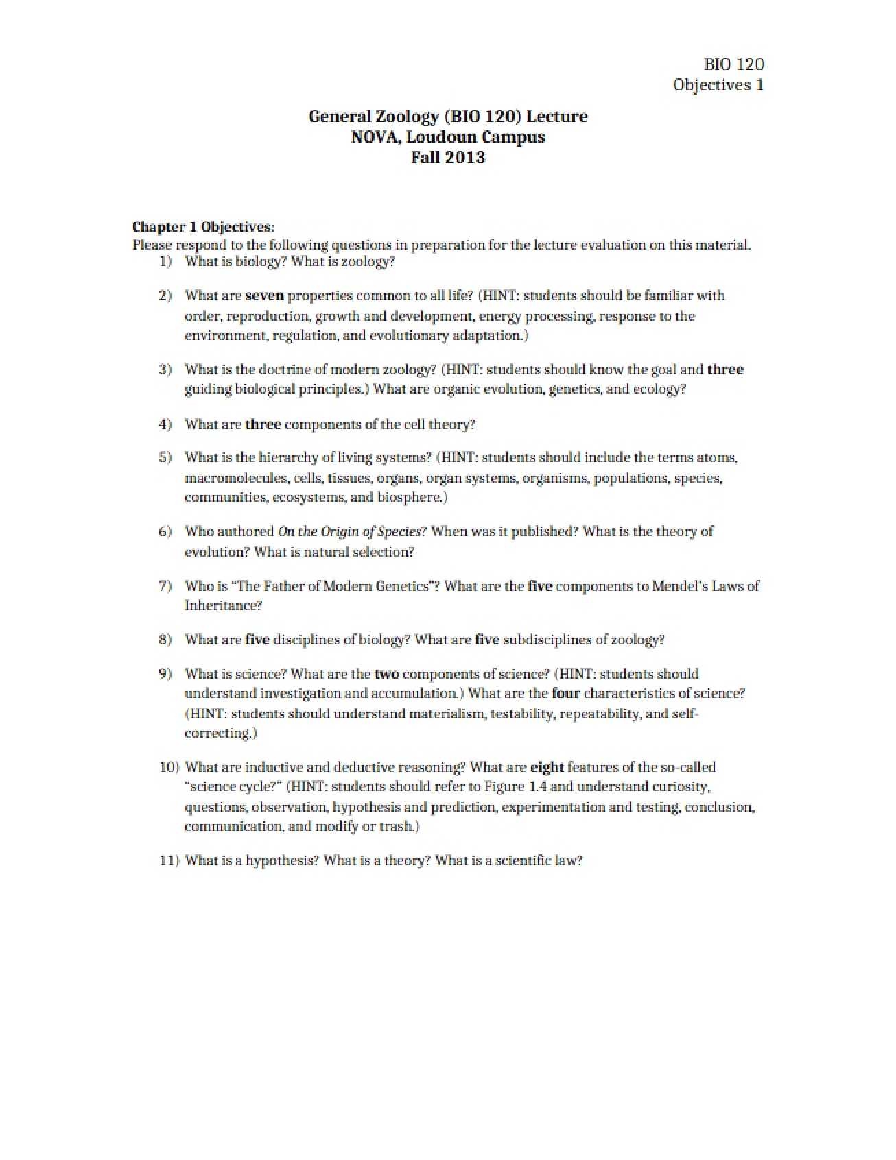First Set of Objectives