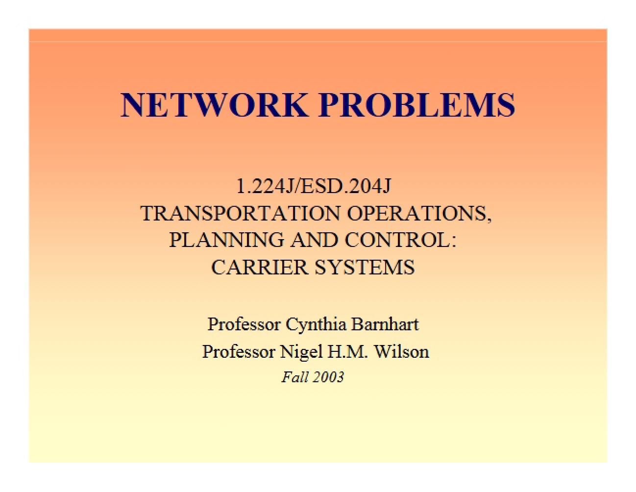 Transportation Control, Planning, and Operations