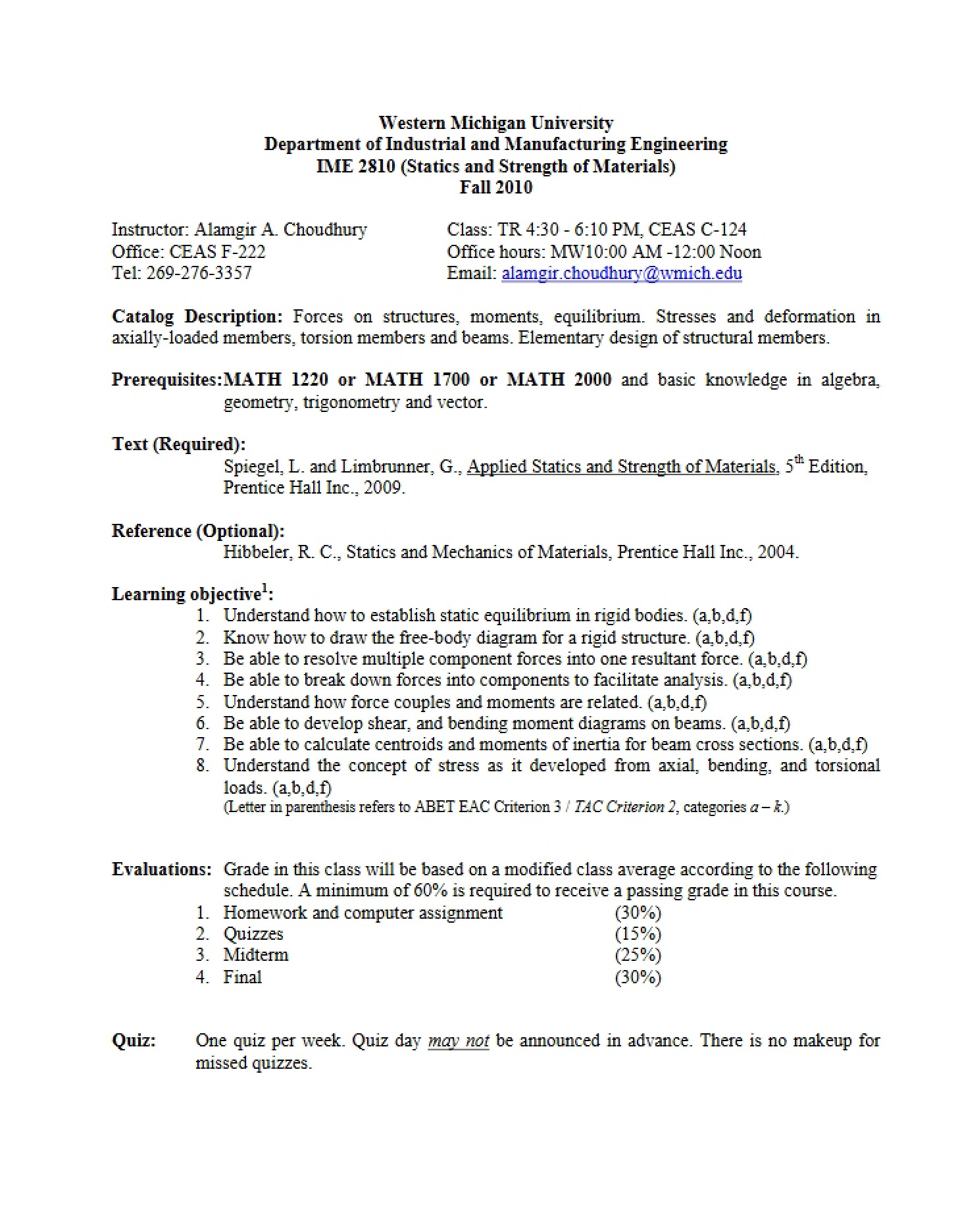 Class Syllabus