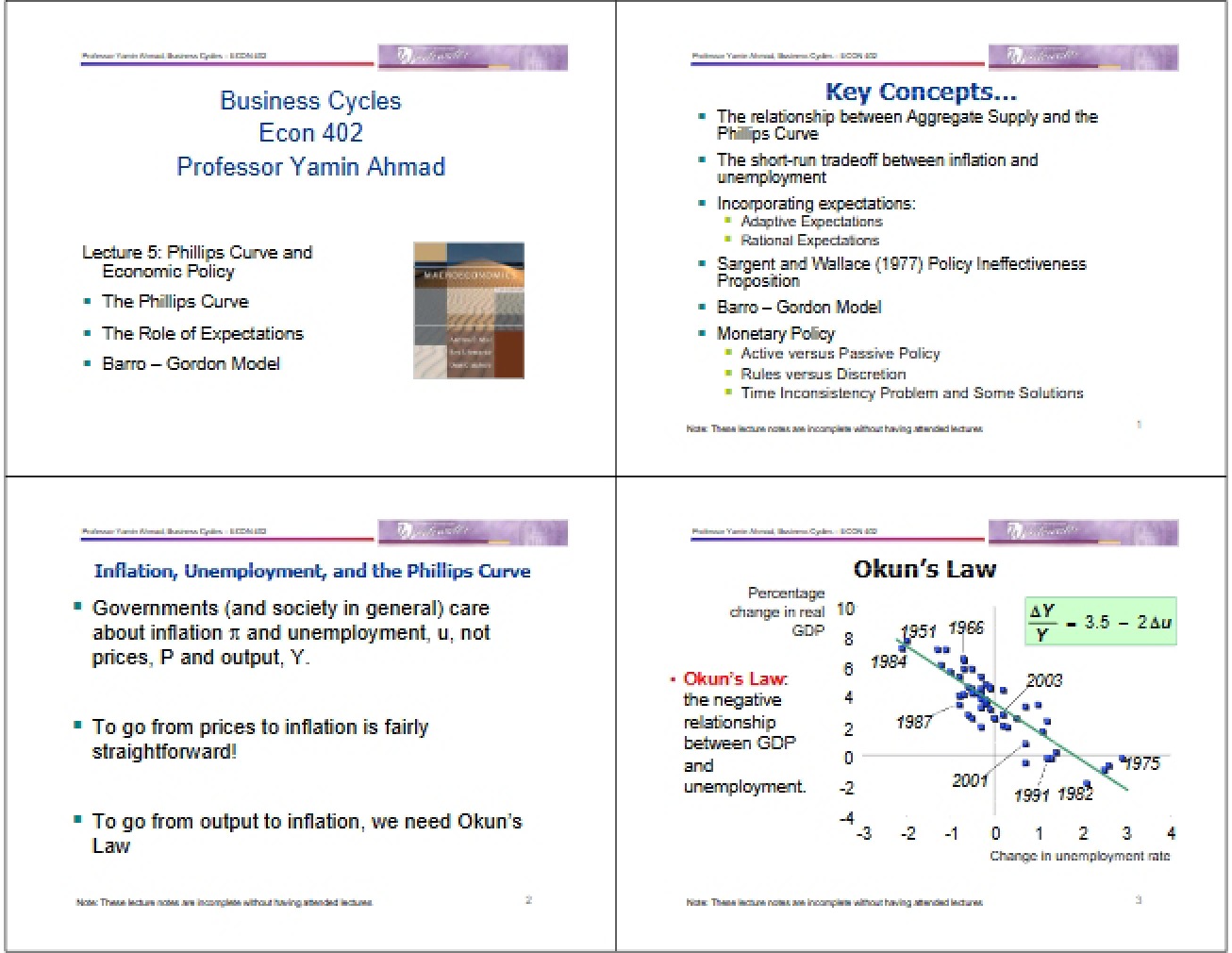 Lecture Notes (Econ 402)