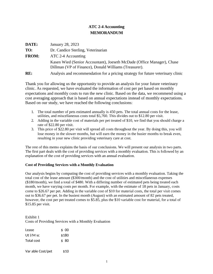 Accounting Memorandum - ATC 2-4