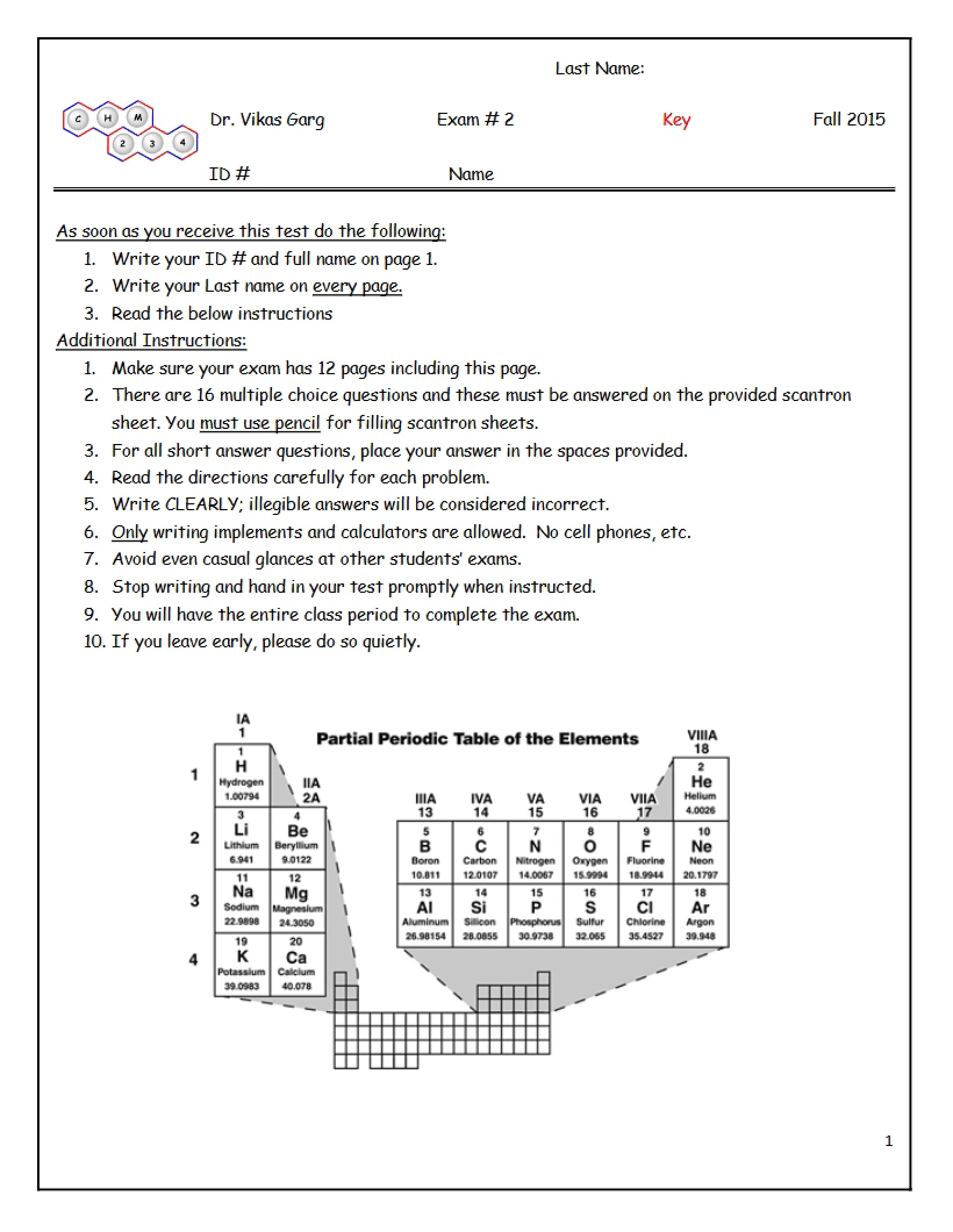 Second Exam Organic Chemistry II