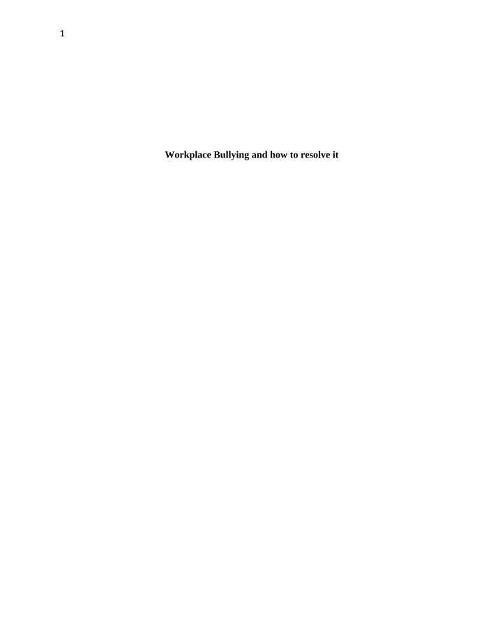 Workplace Bullying - How to Resolve It