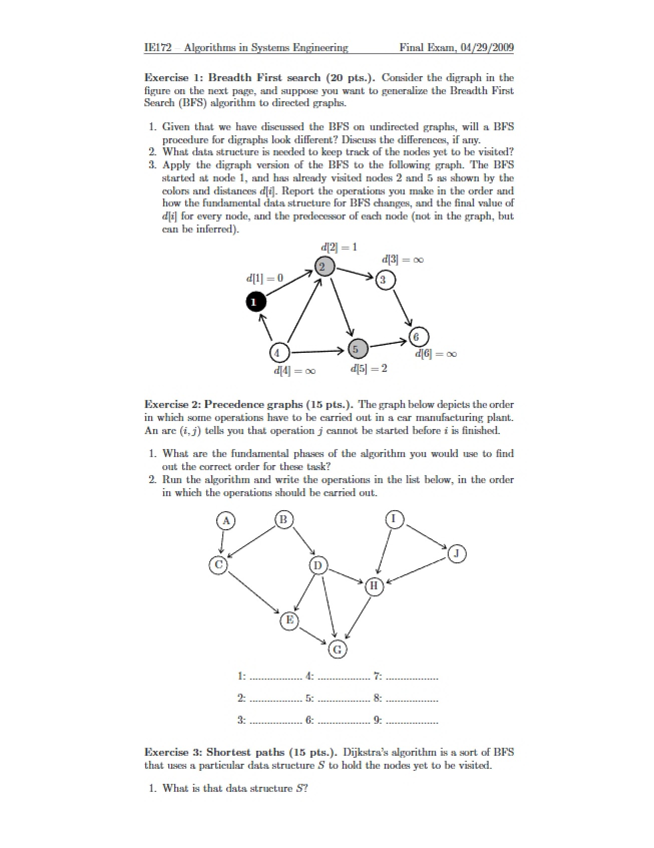 Algorithms in Systems Engineering Part One