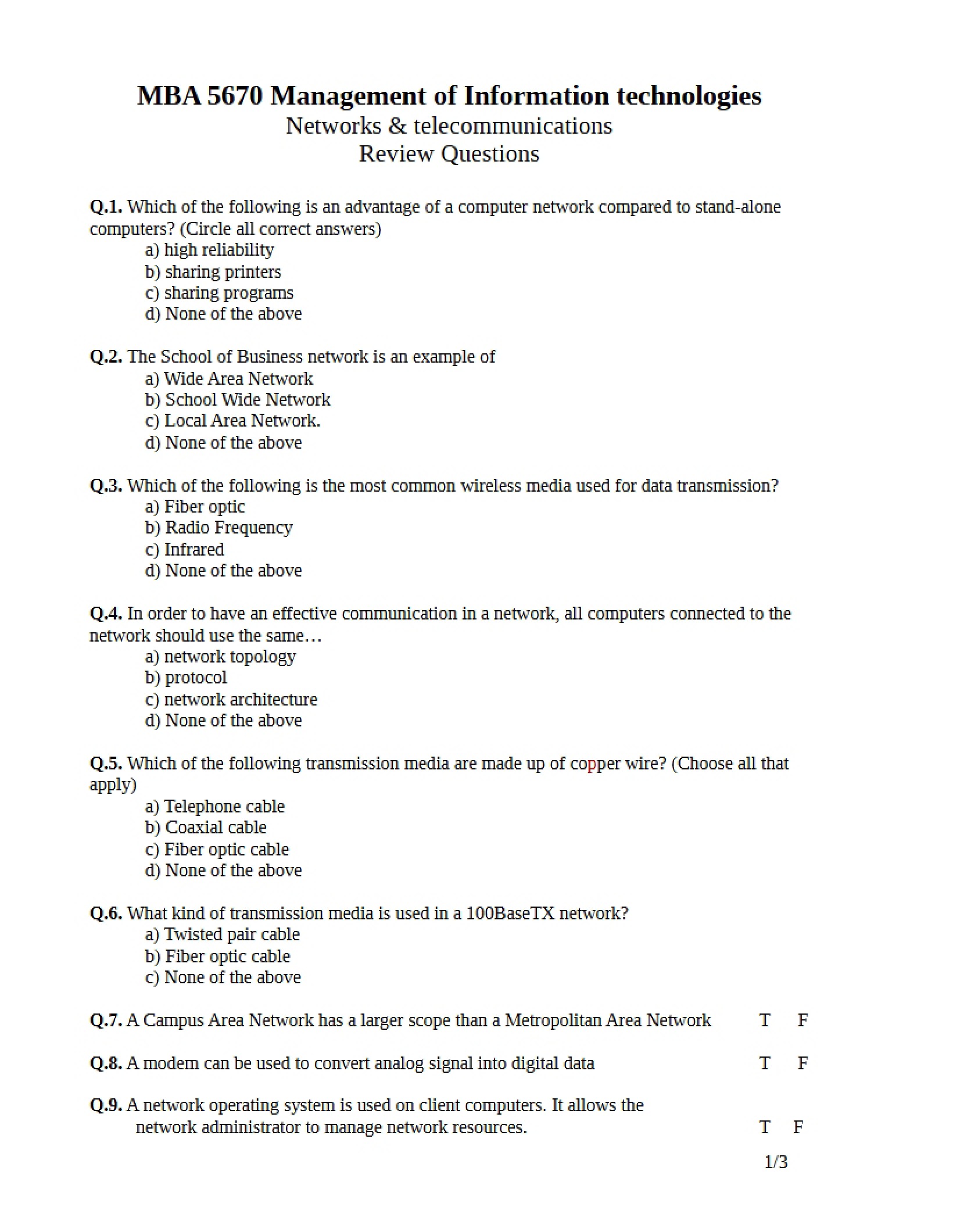 Set 5 Summary Questions