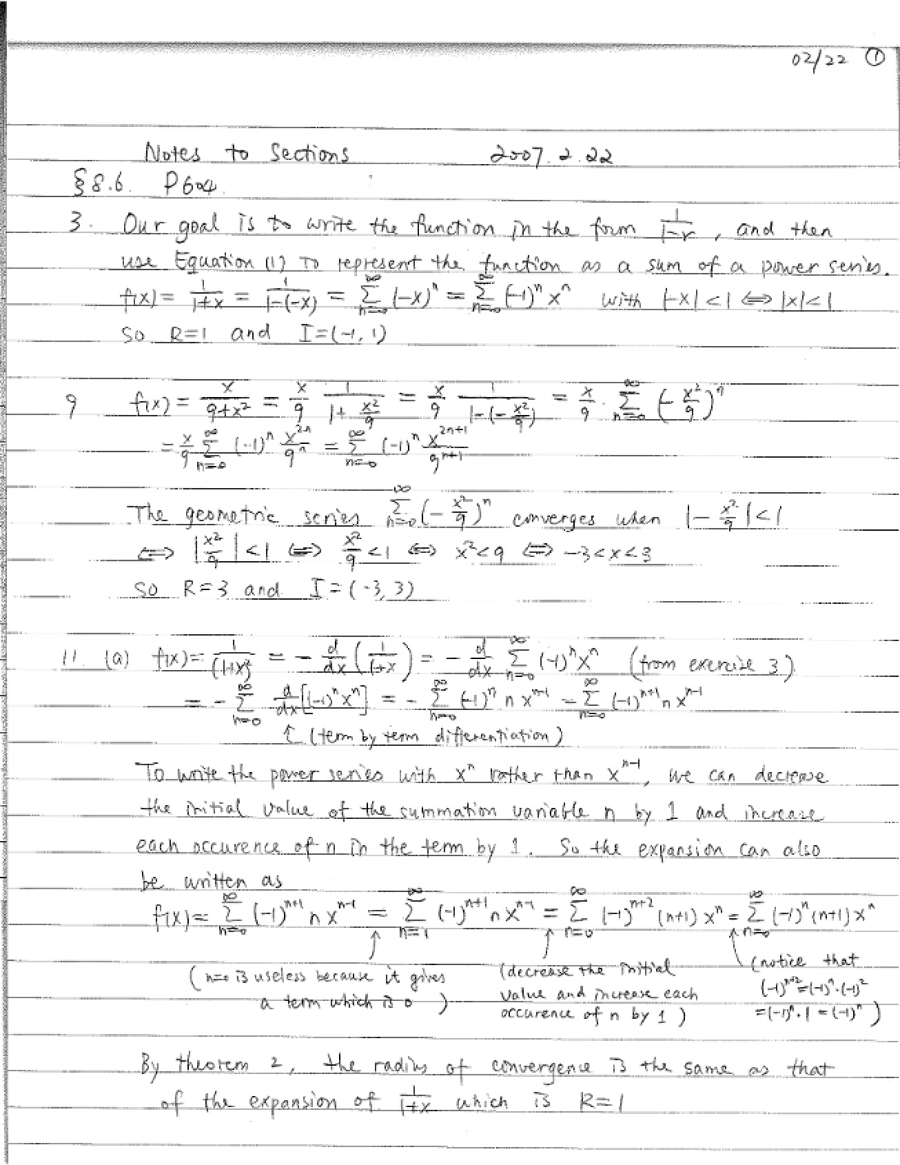 Sectional Notes for Calculus II