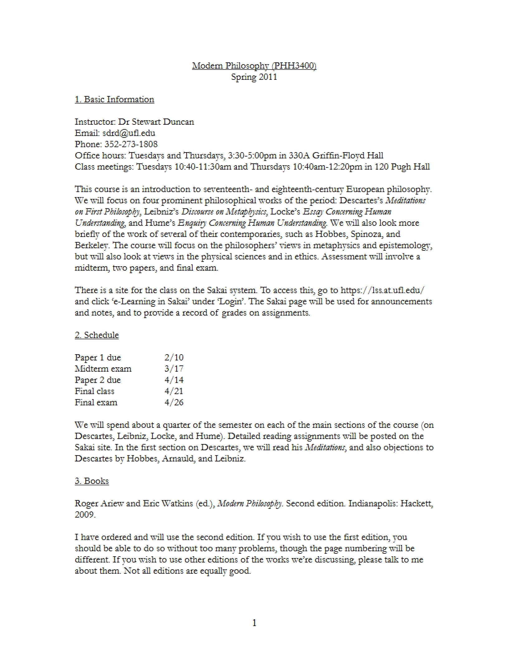 Philosophy 3400 Syllabus