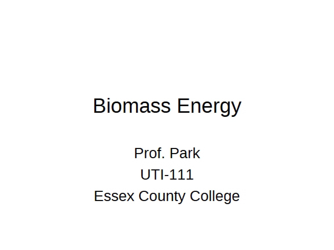 Energy from Biomass Version One