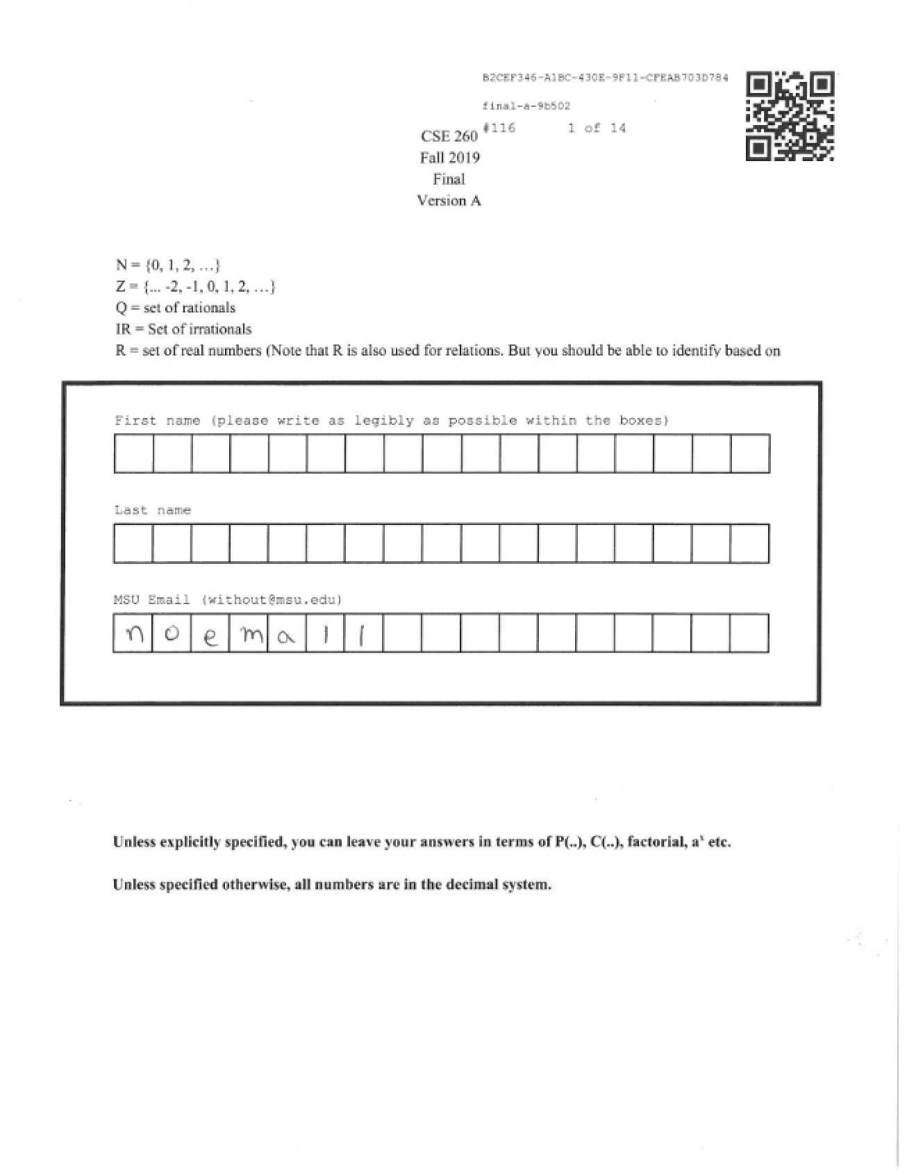 Final Course Test