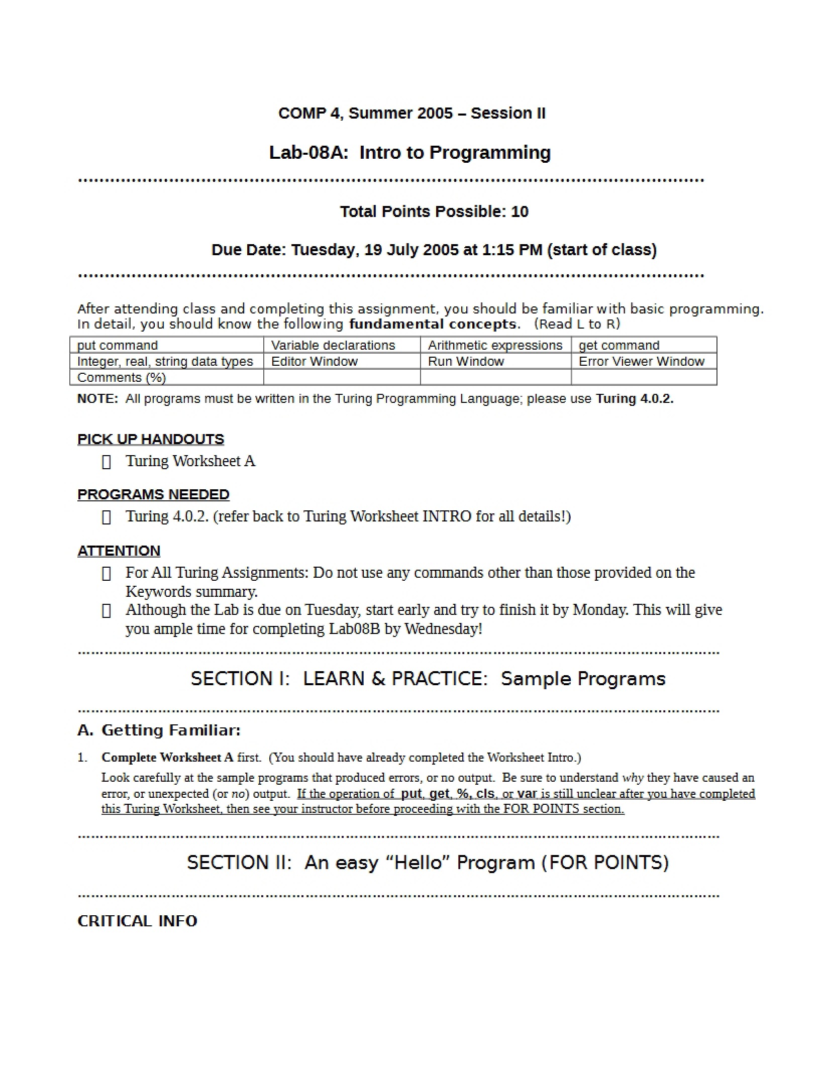 Intro to Programming Lab 08A
