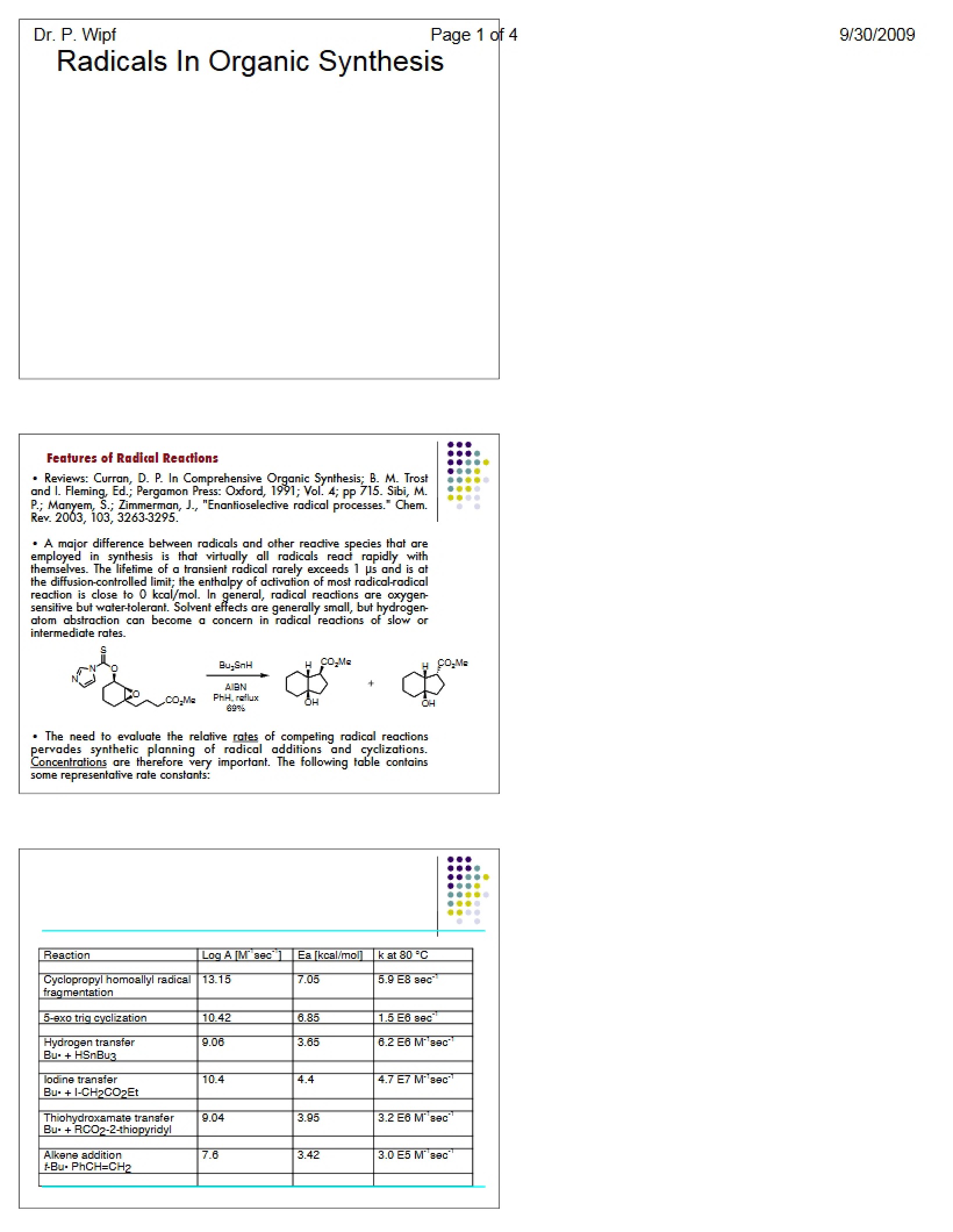 Organic Synthesis using Radicals