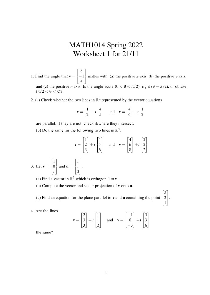 Calculus Worksheet 1 Solutions