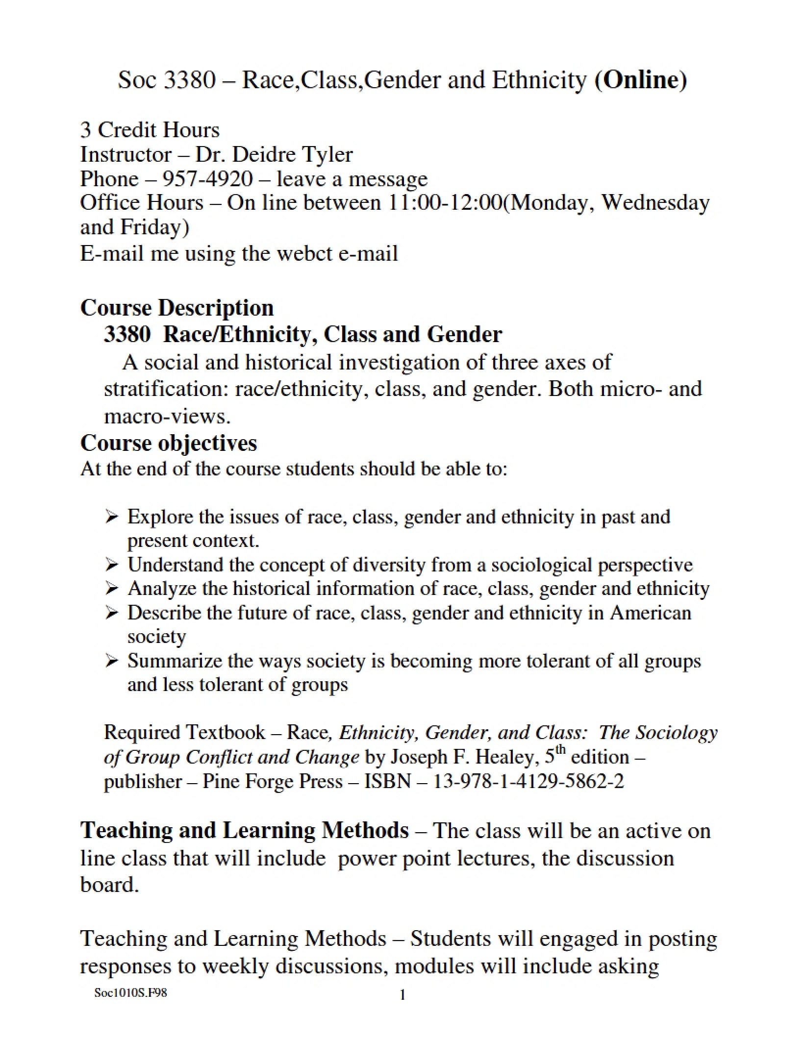 Ethnicity, Race, Gender, and Class