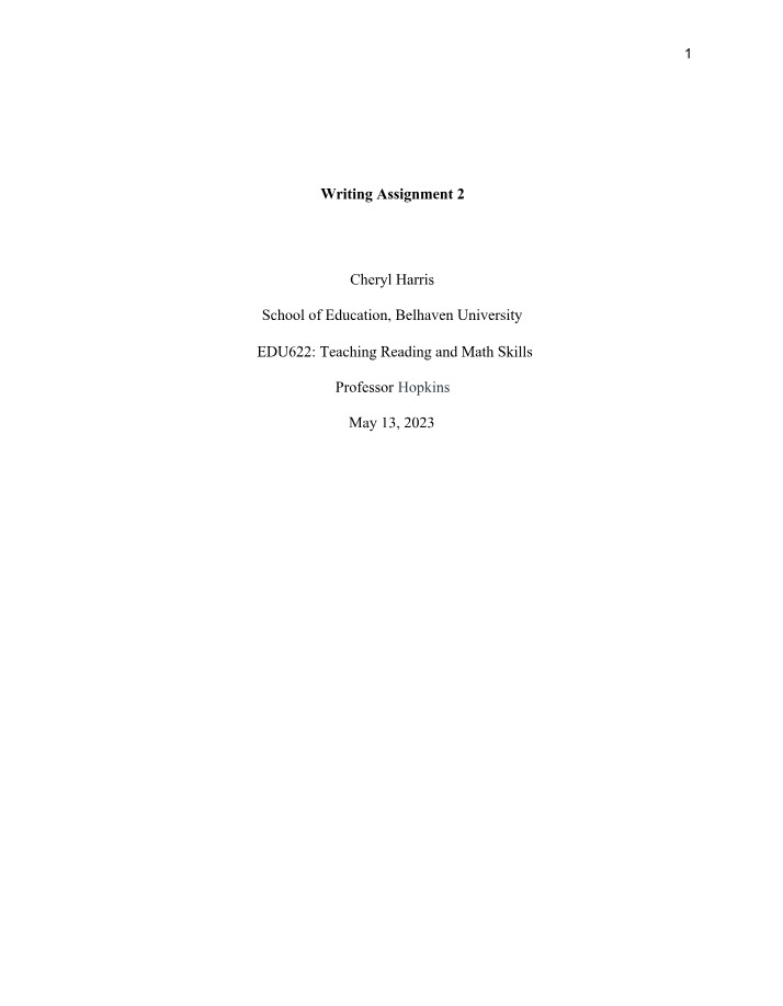 EDU622 Writing Assignment 2