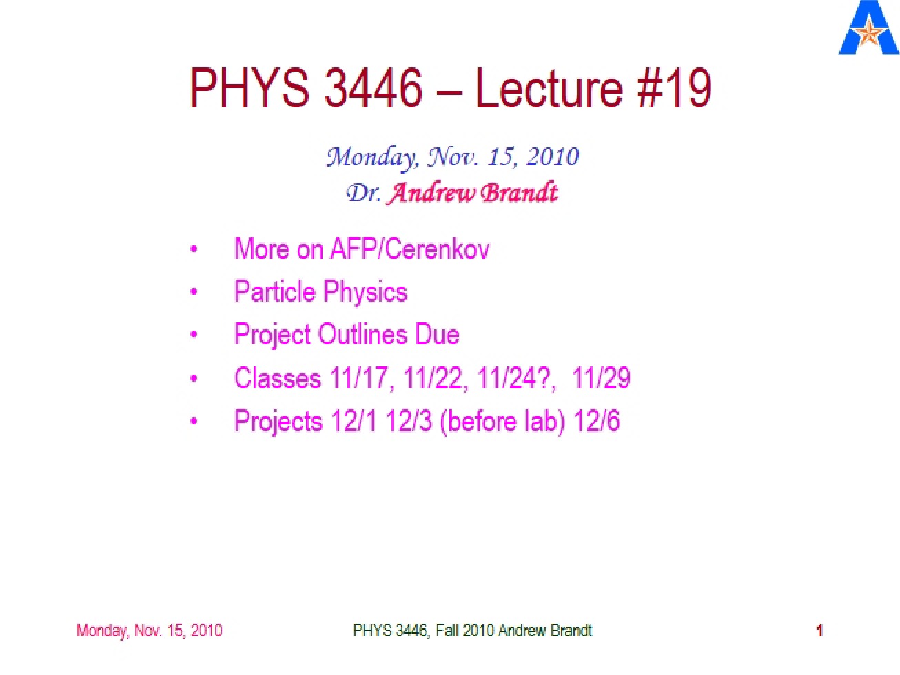 Physics of Subatomic Particles