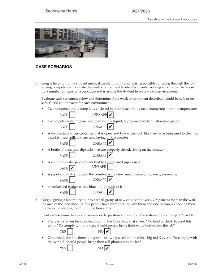 Work Environment Safety Guidelines and Case Scenarios