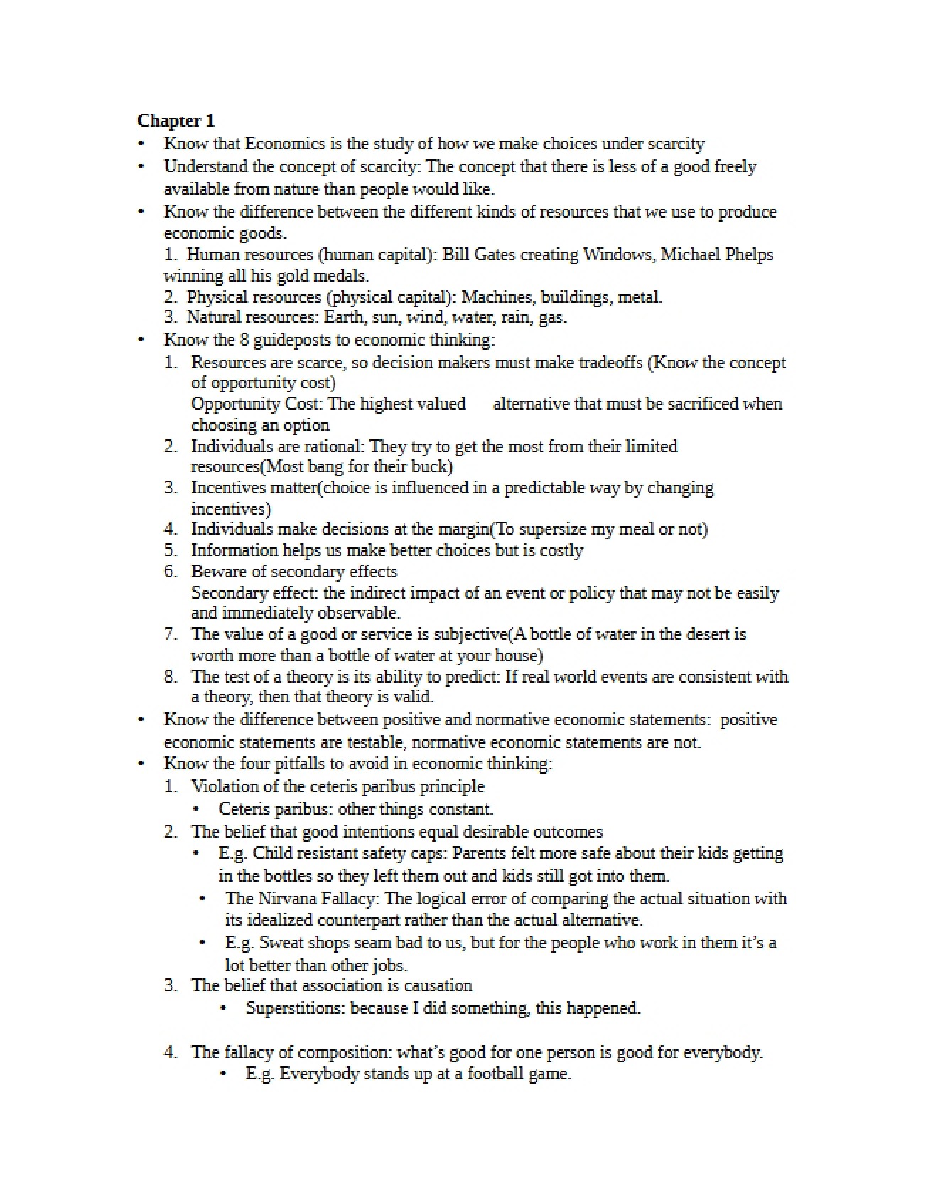 Twentieth Set of Notes for Chapter One in Macroeconomics