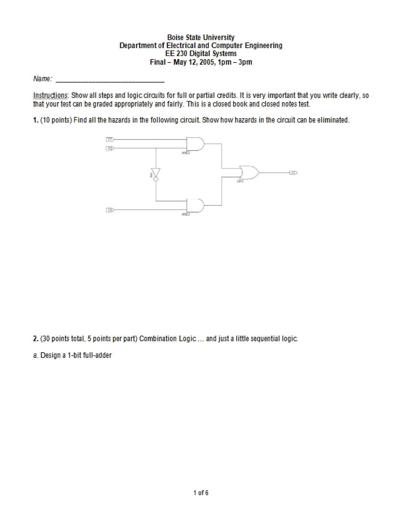 Final Test for the Digital Systems Course