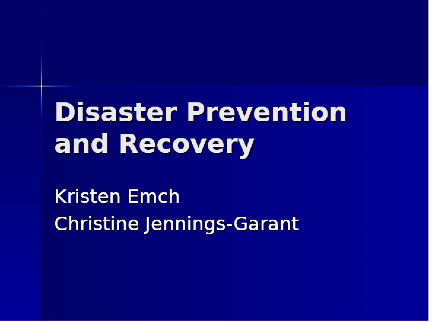 Analysis of Disaster Recovery Presentation