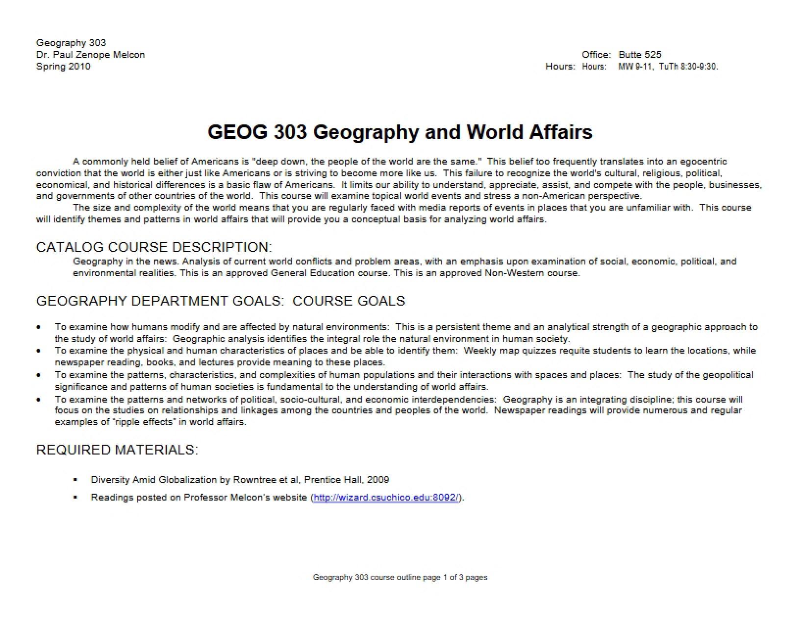 Geography and World Affairs Syllabus