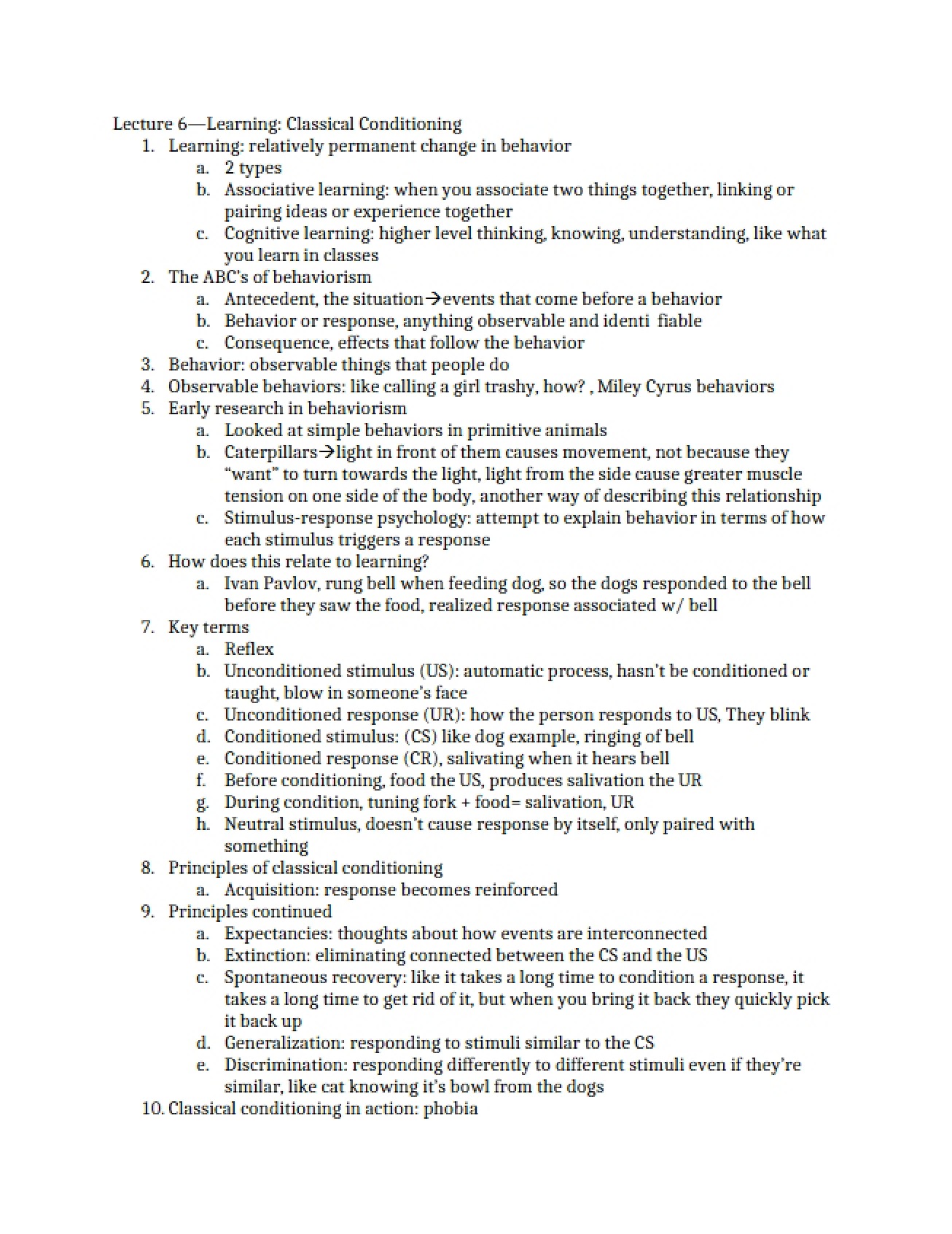 Lecture 6 Learning - Classical Conditioning