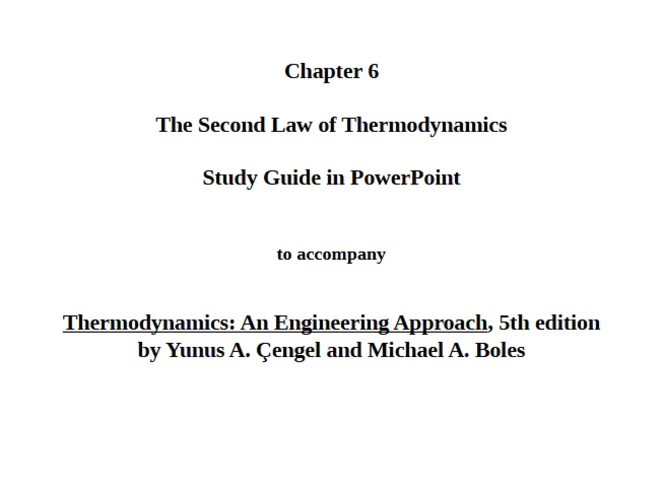 Thermodynamics Chapter Six