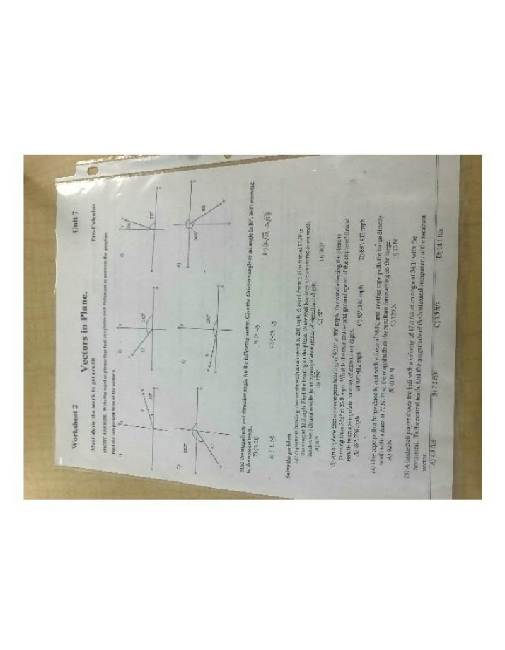 Worksheet 2 - Vectors in Plane