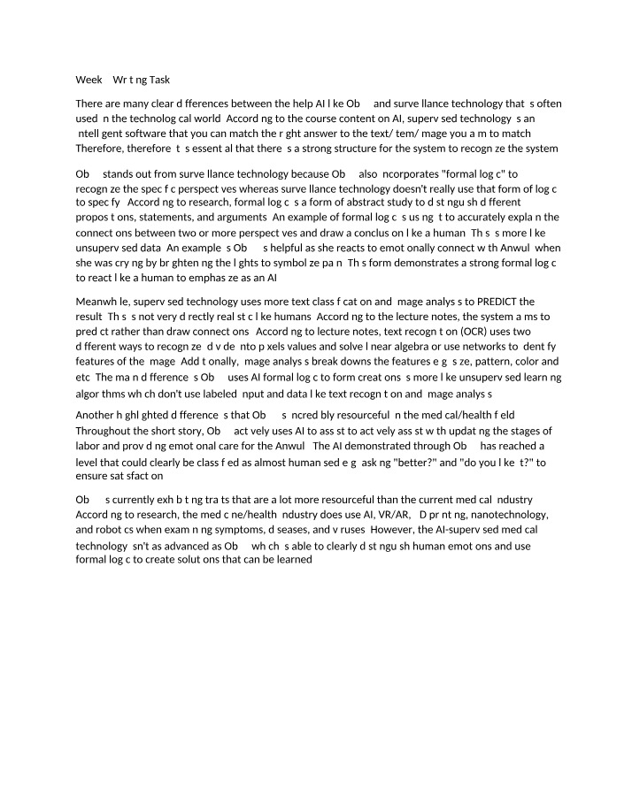 Writing Task - Week 9