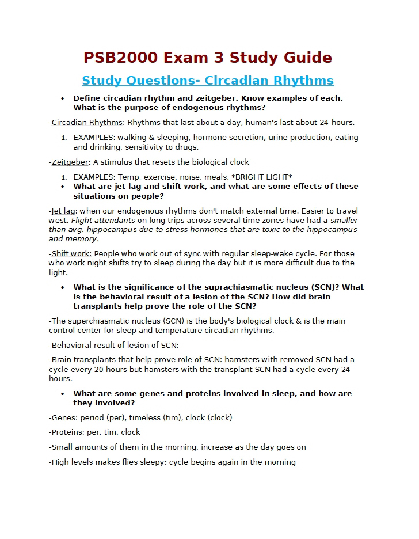 Study Guide Exam 3