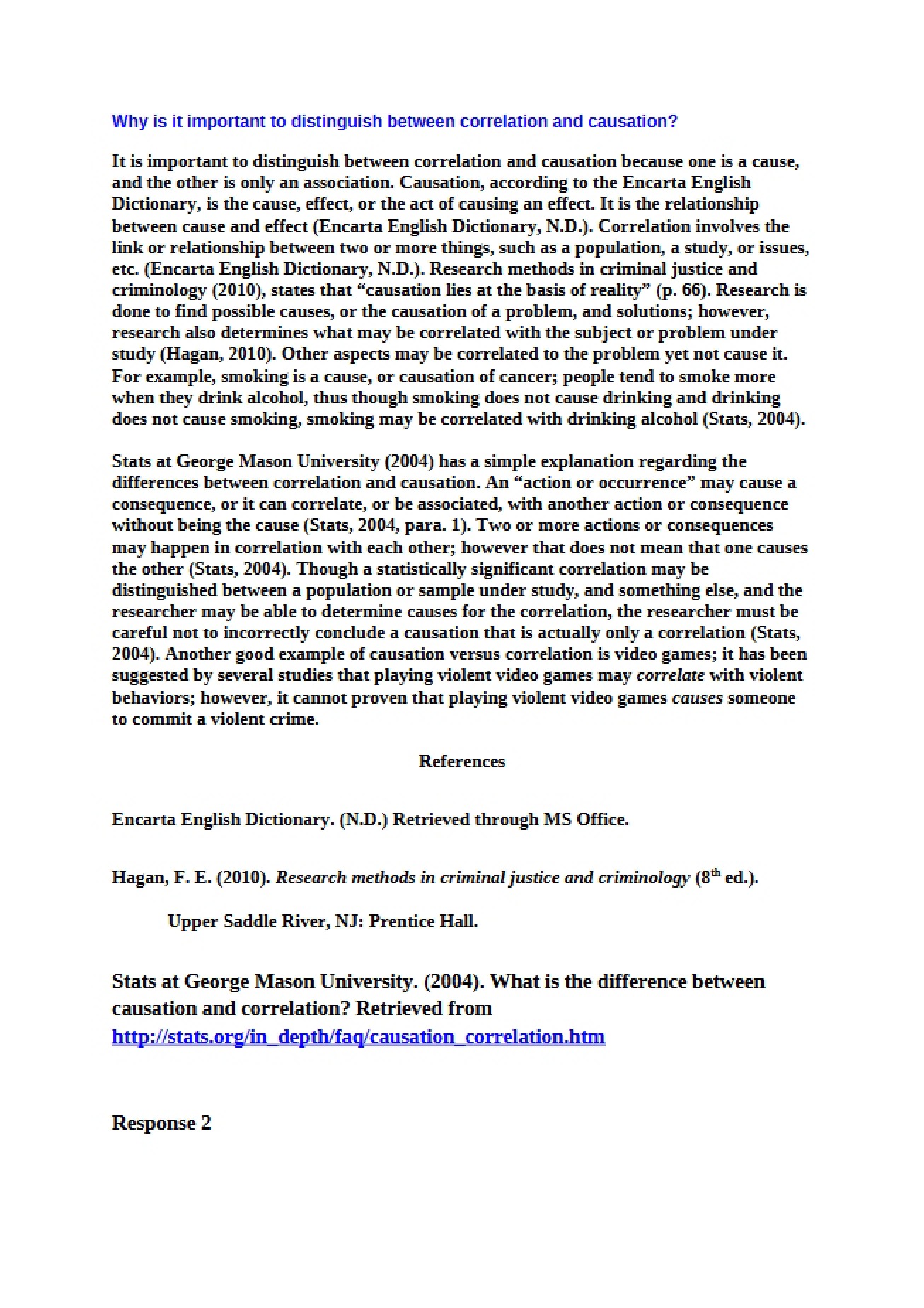 Concepts of Correlation and Causation