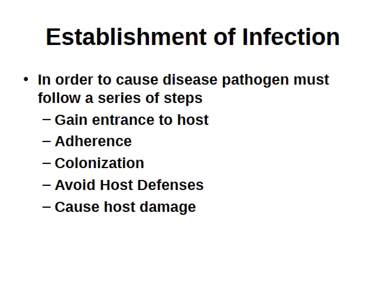 Establishment of an Infection