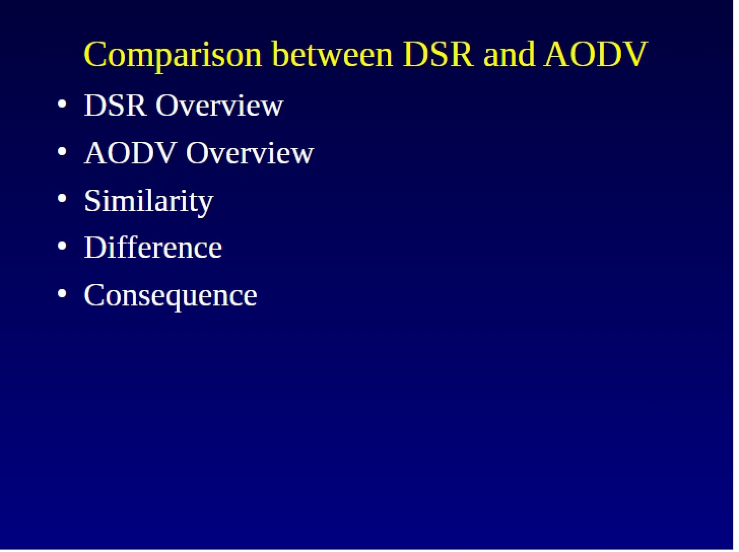 AODV vs DSR Comparison