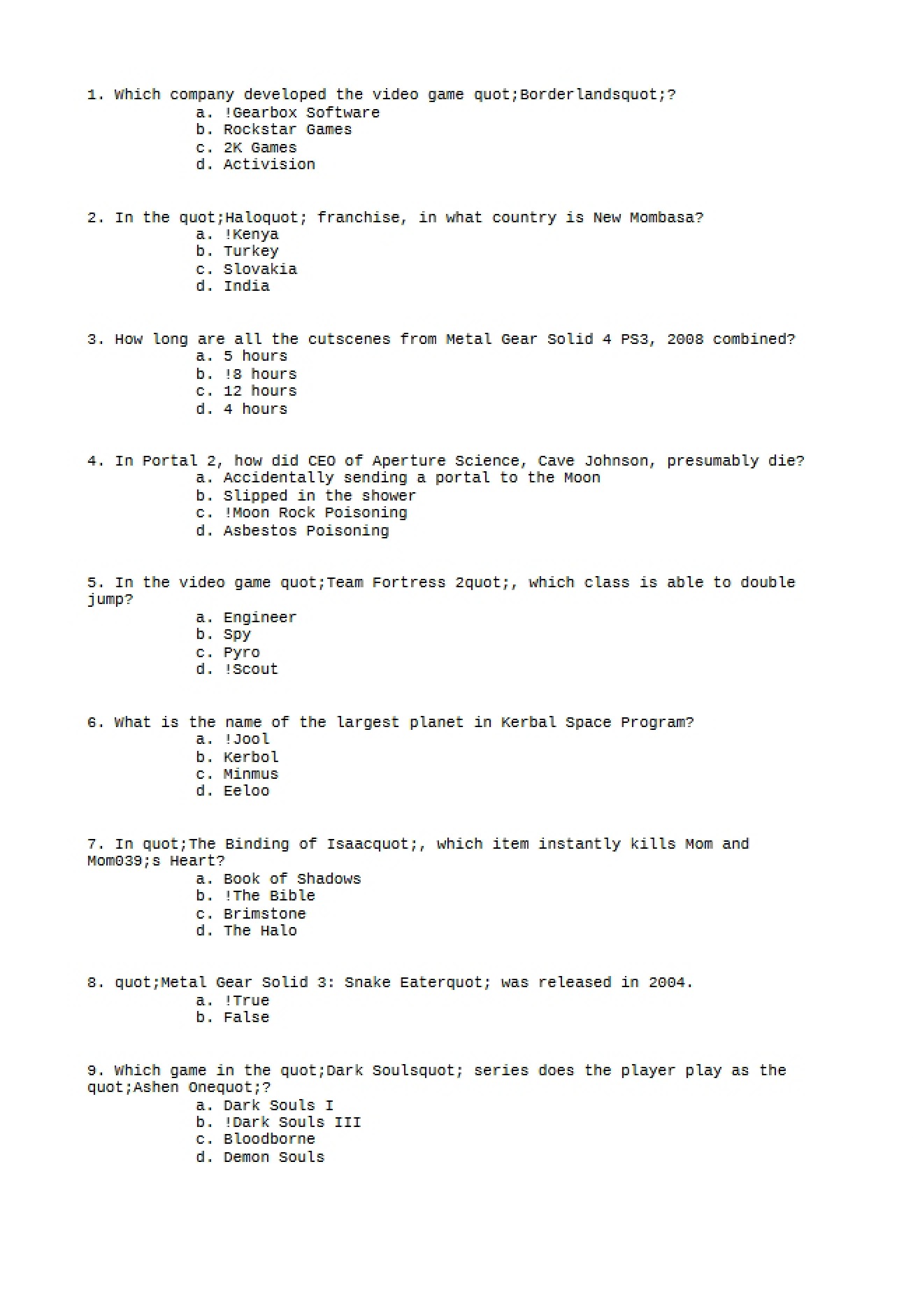 Course Examination