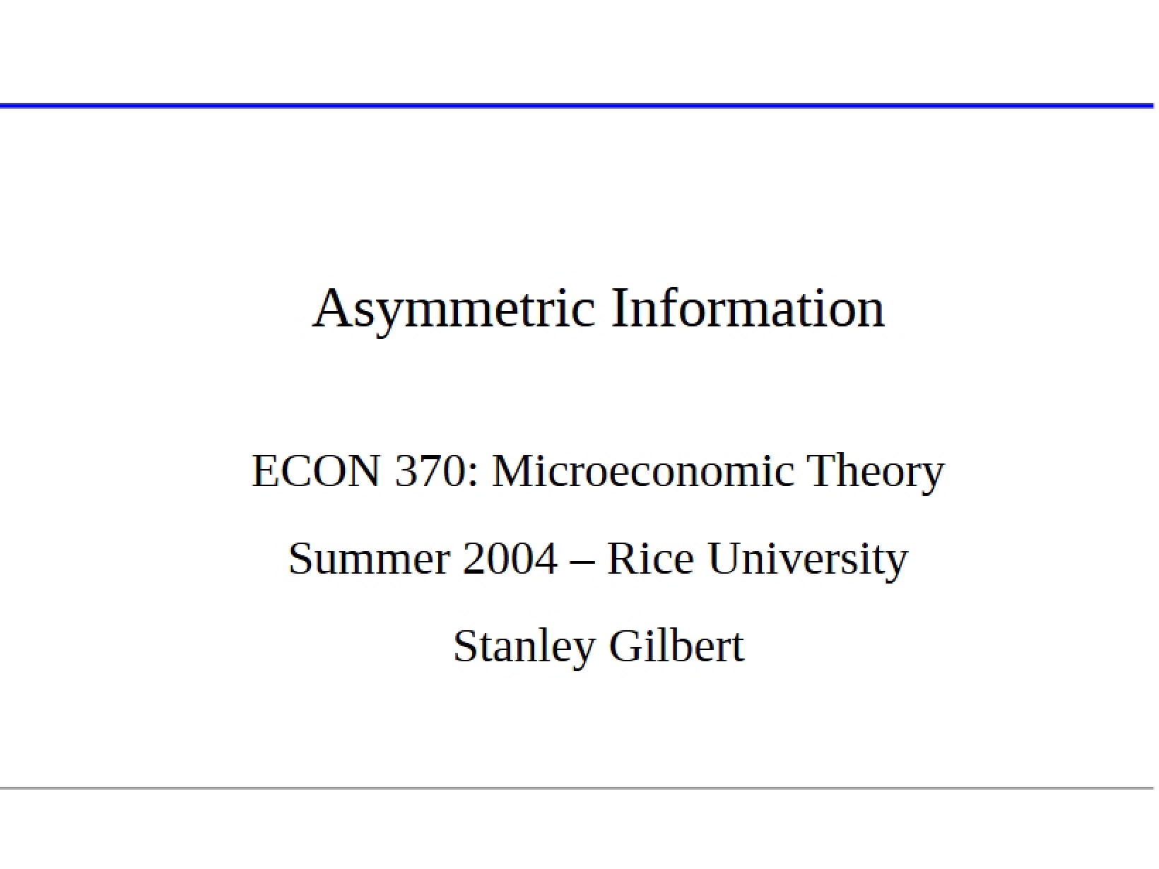 Information Asymmetry