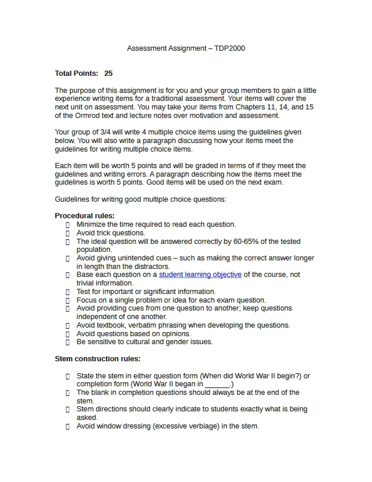 Assignment for TDP2000 Assessment