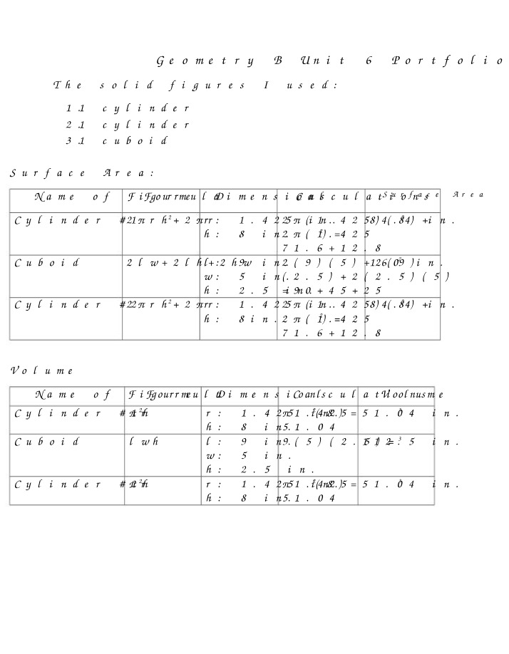 Geometry Unit 6 Portfolio