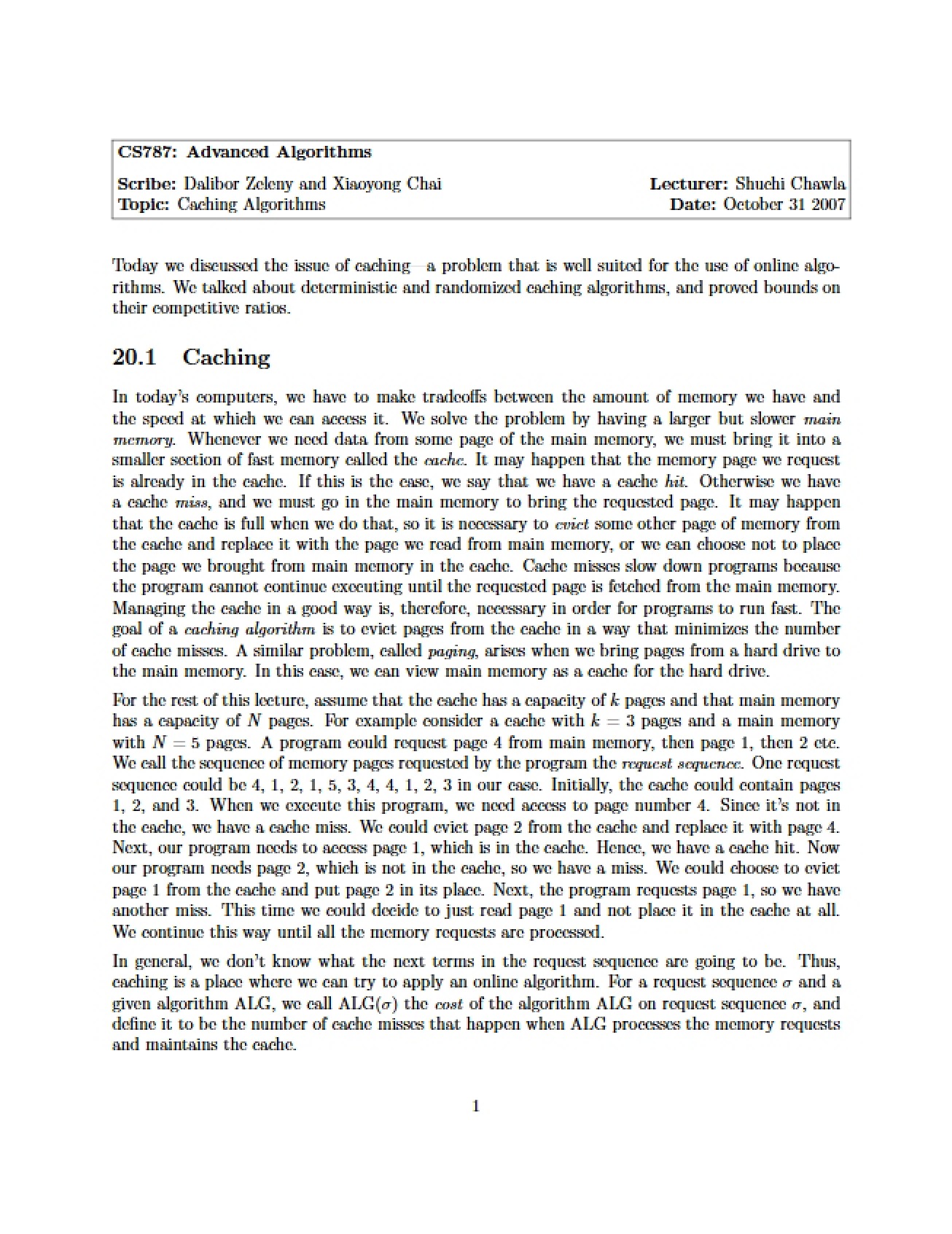 Advanced Algorithms - Lecture 20