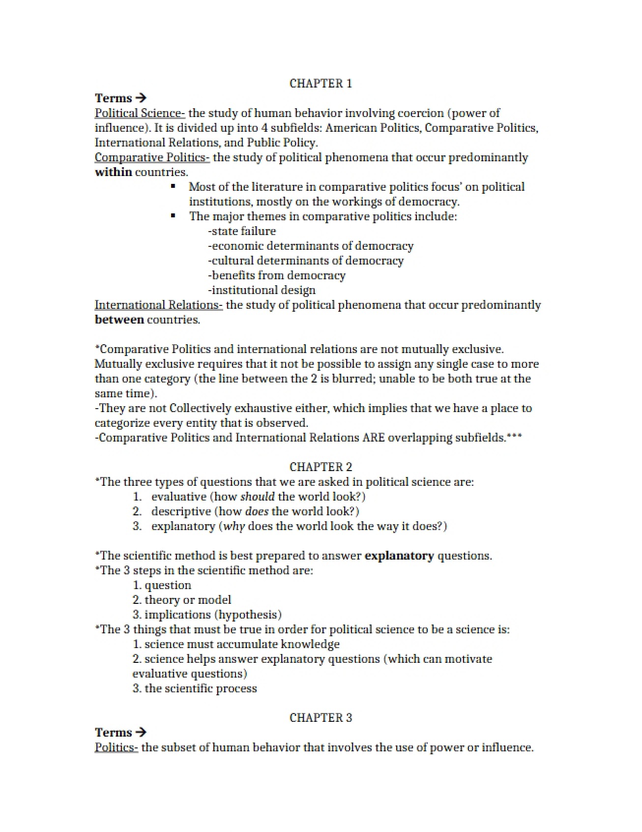 Overview of the First Chapter in Comparative Politics