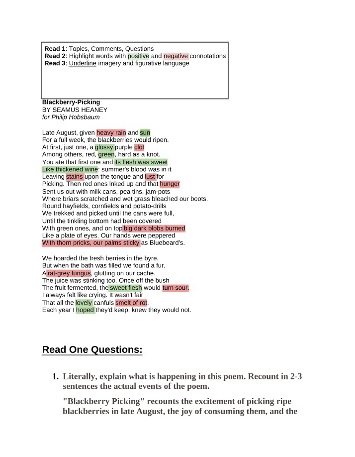 Analysis of Blackberry Picking